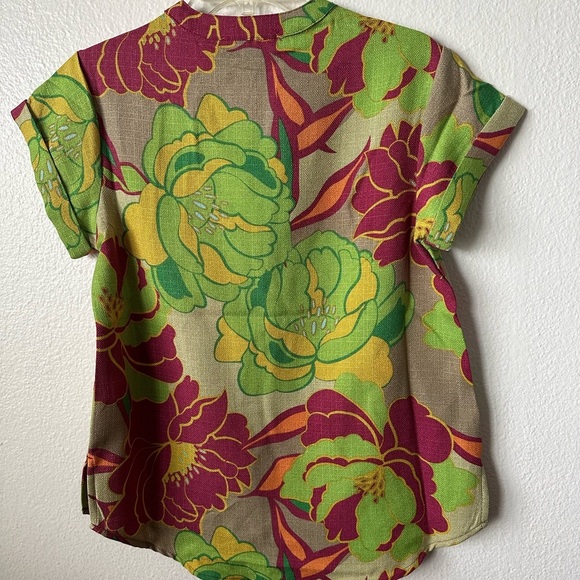 Parker Floral Print Women's Blouse - Green and Purple - Picture 4 of 6